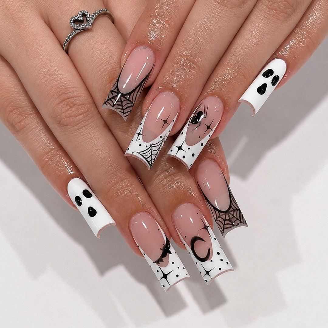 Halloween Art Nail Set with Creative Spider and Ghost Designs Stornfield