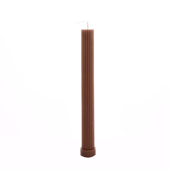Sculptural Column Pillar Candle with Vertical Fluted Texture and Weighted Base