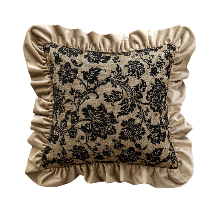 Fluffy decorative pillow with floral pattern