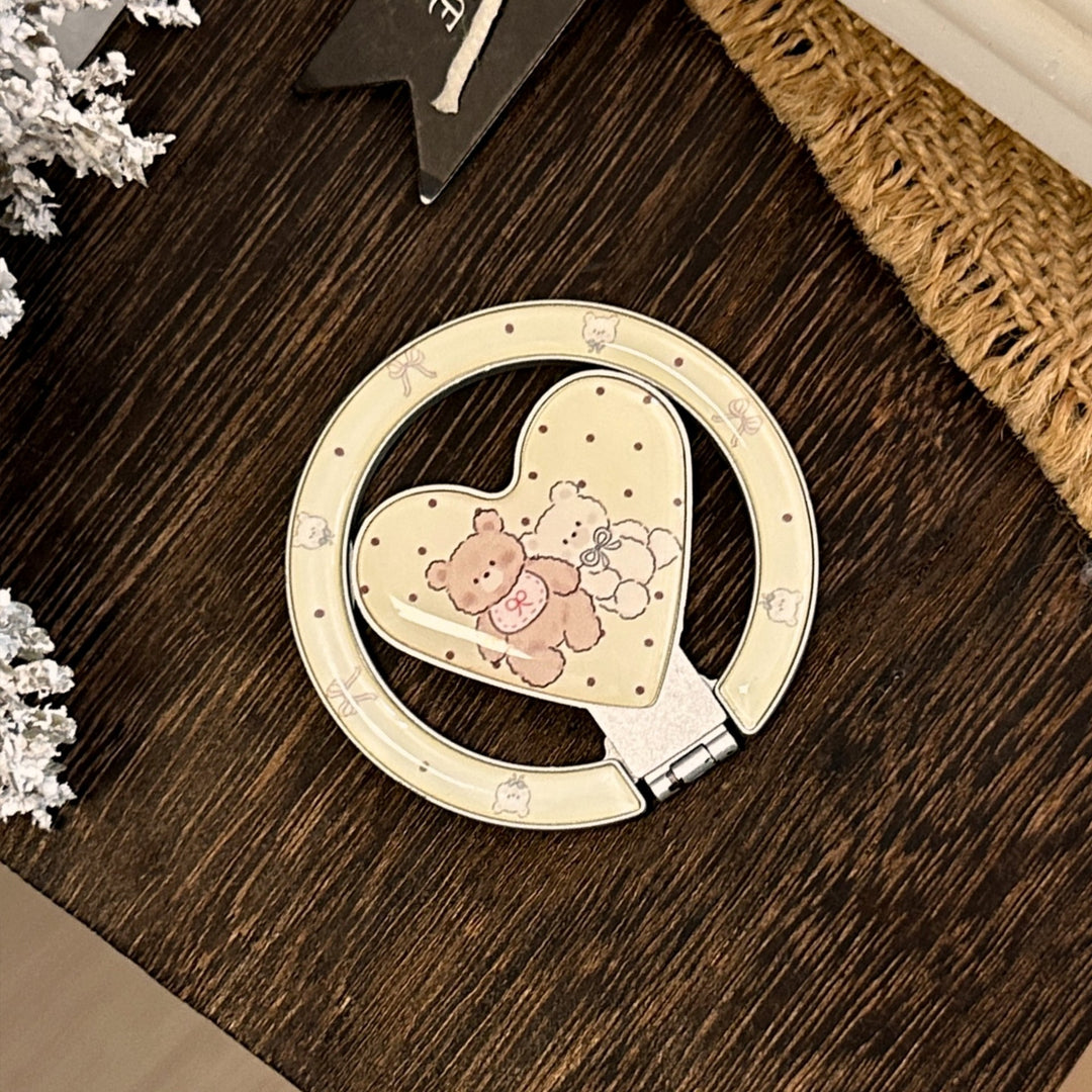 Hand mirror in heart-shaped design with cute bear motif Stornfield