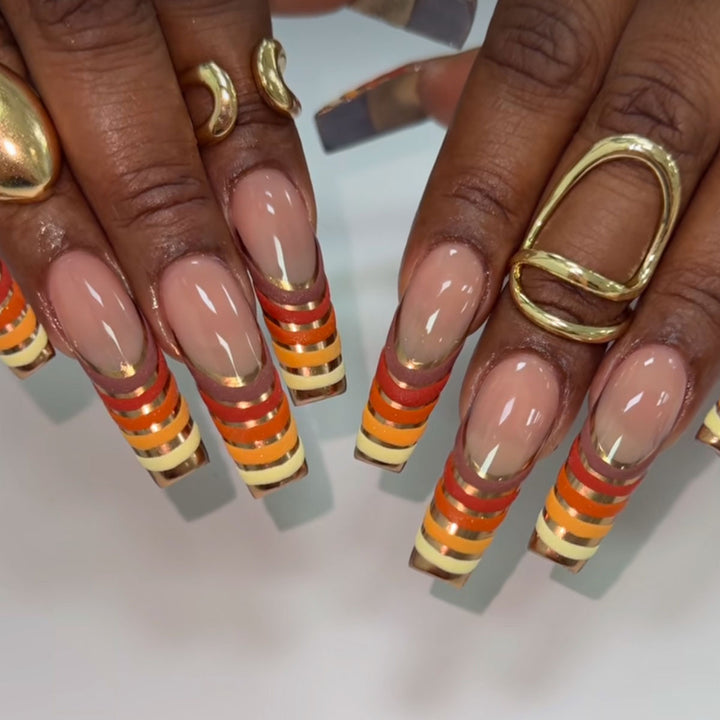 Striped French Tip Press-On Nails Stornfield
