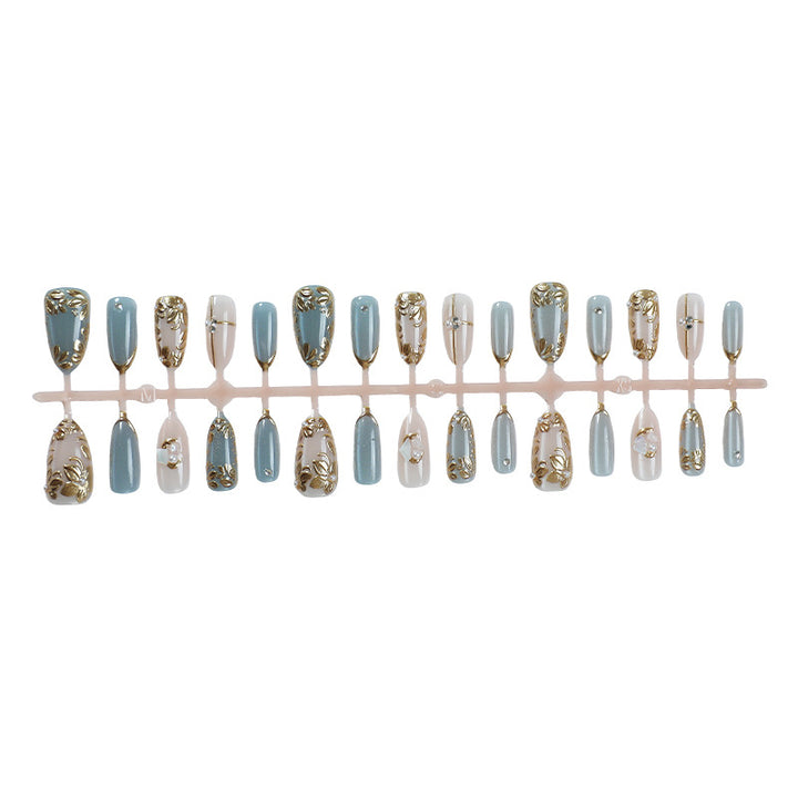 Decorative Press-On Nail Collection with Floral Accents Stornfield
