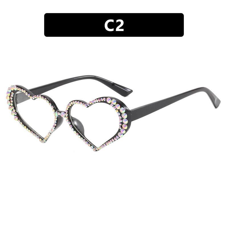 Women's Heart-Shaped Sunglasses with Rhinestone-Embellished Frame Stornfield