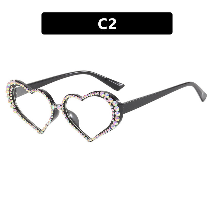 Women's Heart-Shaped Sunglasses with Rhinestone-Embellished Frame Stornfield