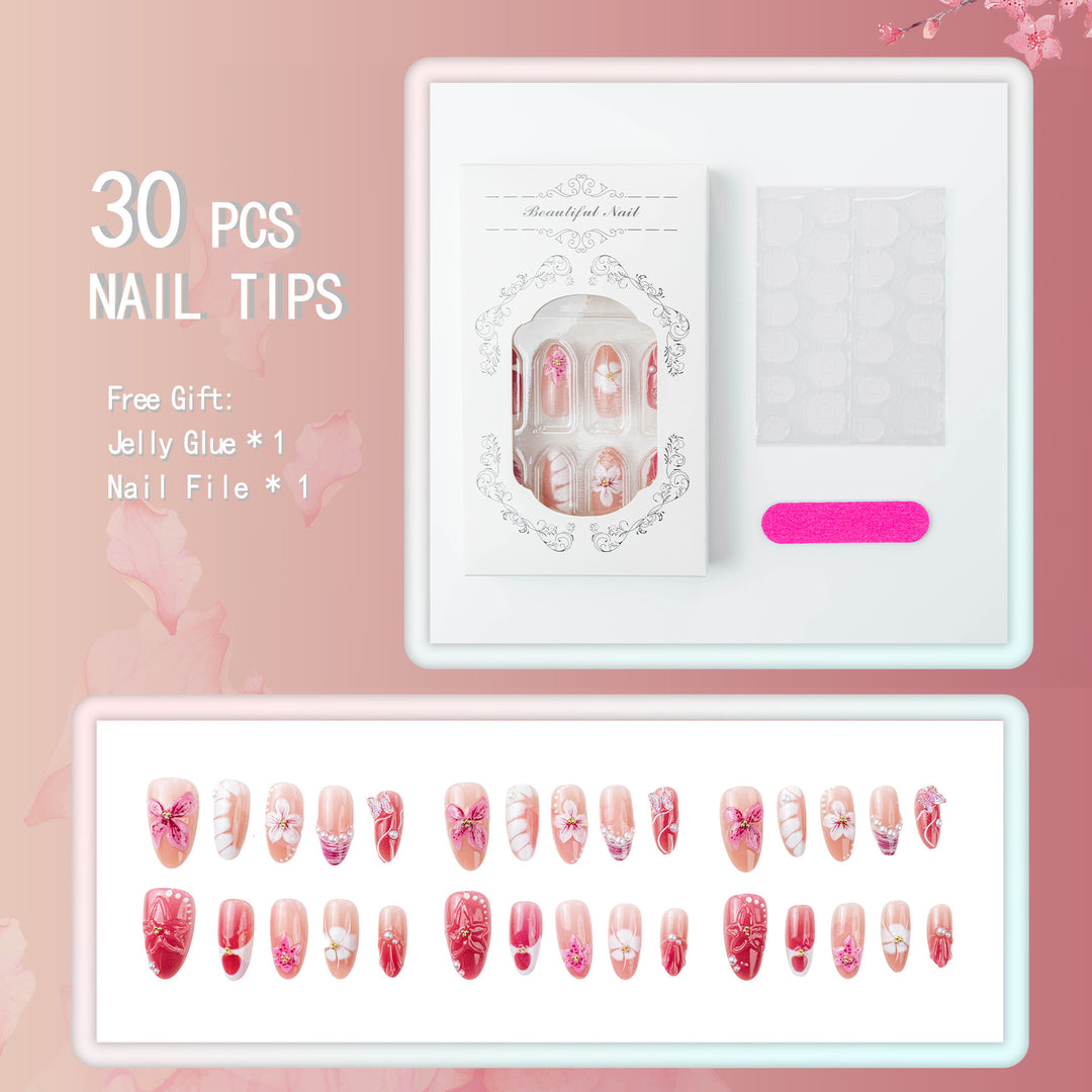 Elegant artificial nails with floral designs Stornfield