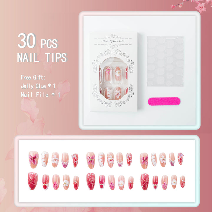 Elegant artificial nails with floral designs Stornfield