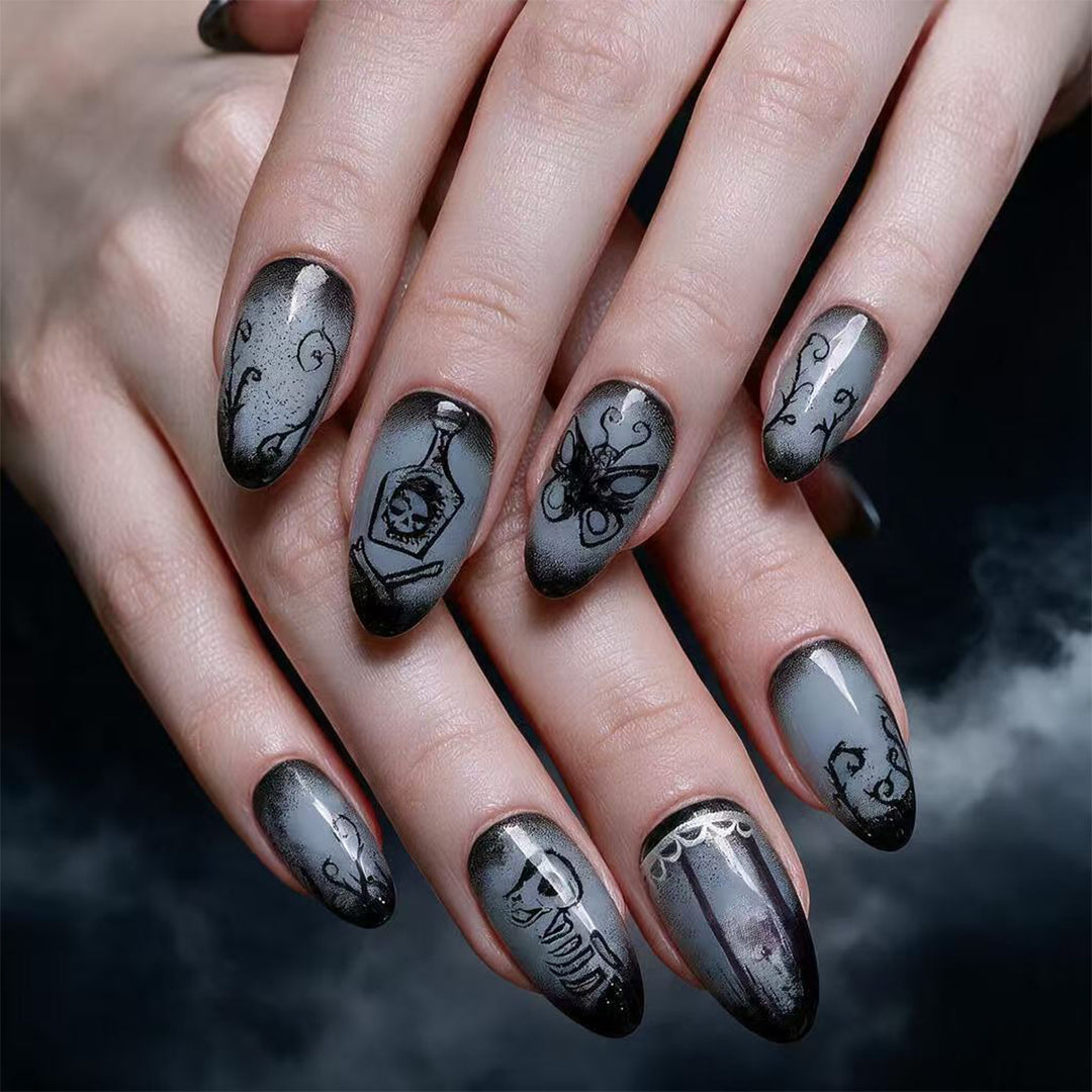 Creative Halloween Nail Art in Gothic Style Stornfield