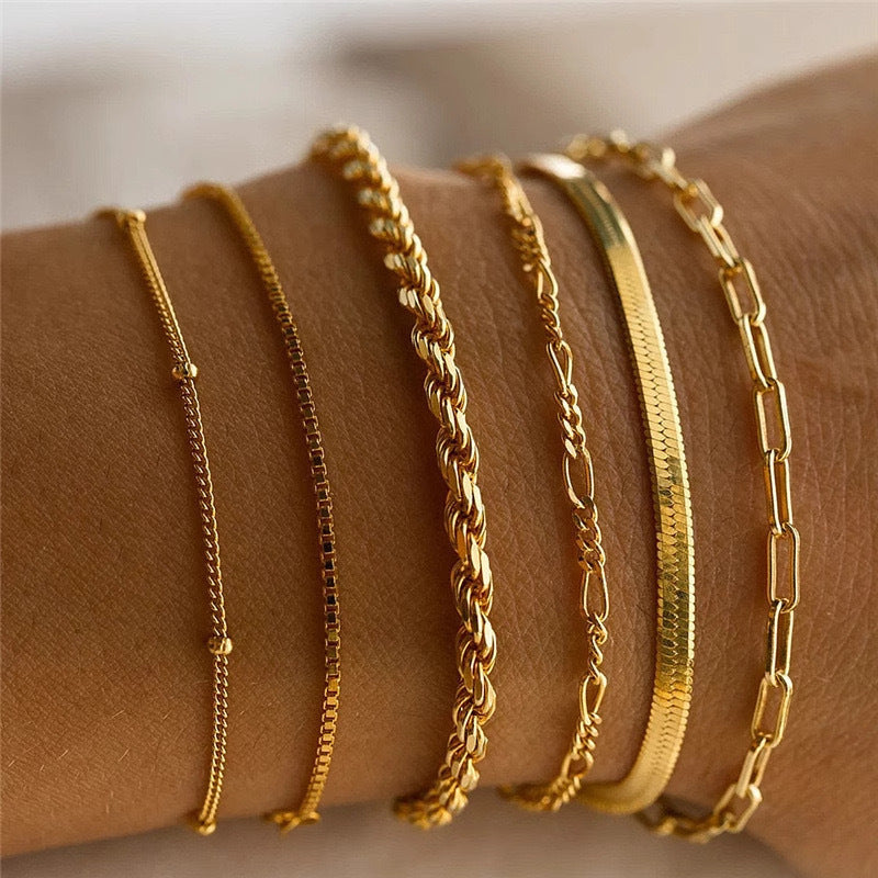 Multiple Textured Chain Bracelet Set Stornfield