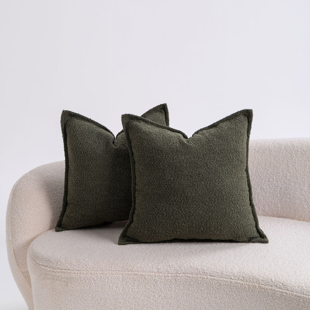 Premium Bouclé Square Cushion Pair with Sculpted Seams and Hidden Zip