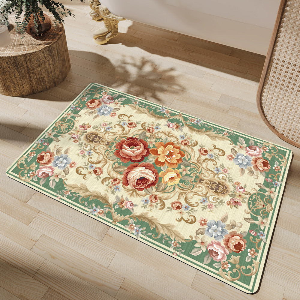 Elegant Vintage Floral Bath Mat Stornfield