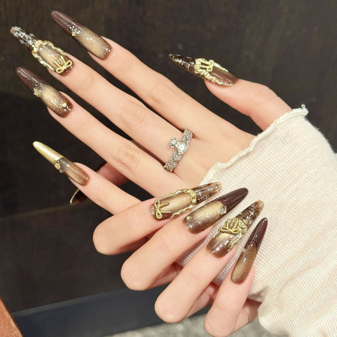 Glittering Long Stiletto Press-On Nail Set