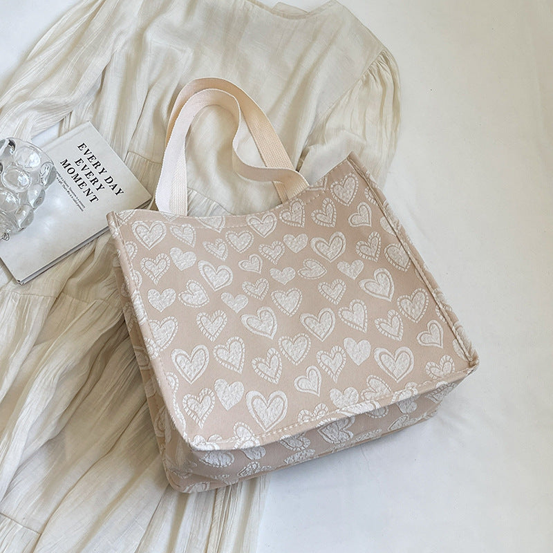 Heart-Embroidered Utility Tote