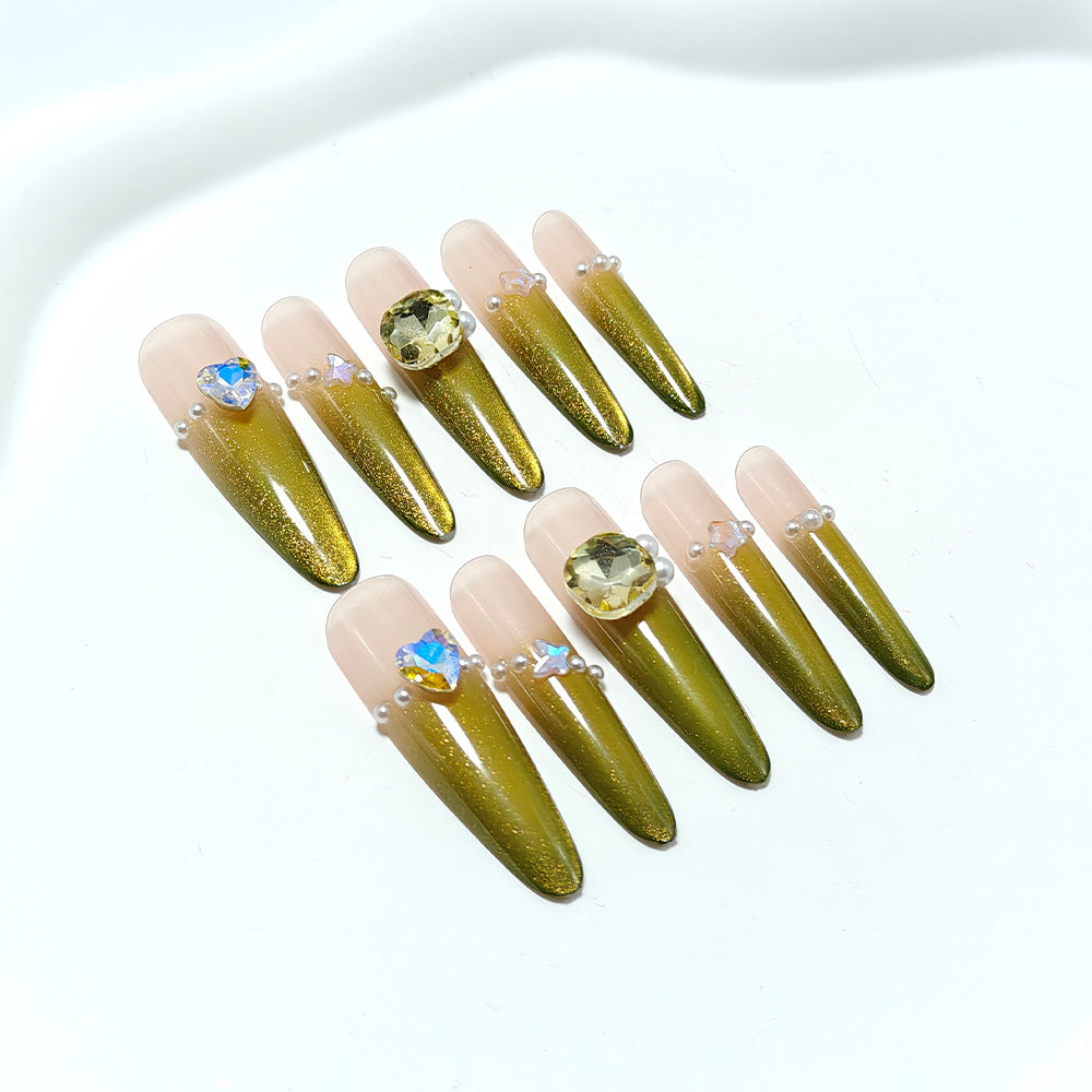 Artificial nails with Elegant Ombre Effect and Glitter Accents Stornfield