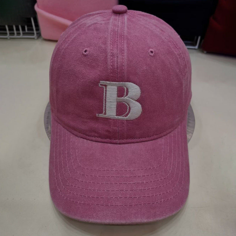 Women's Distressed Cotton Baseball Cap with Letter Embroidery Stornfield