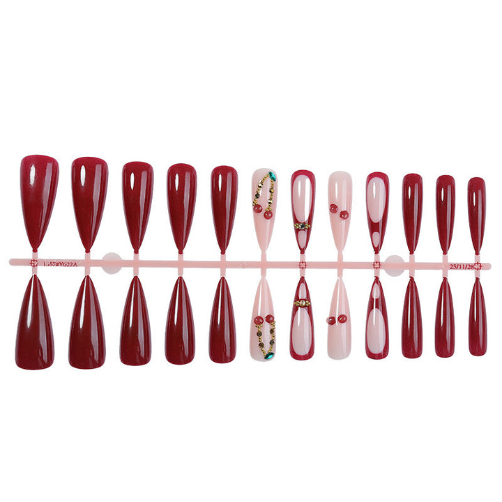Artificial nail set with elegant red and pink design Stornfield