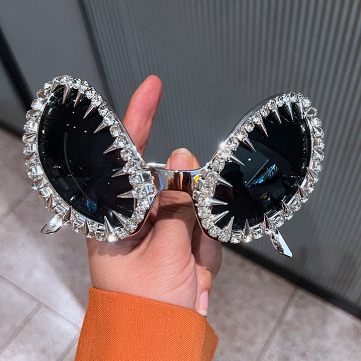 Women futuristic statement sunglasses with glittering crystal frame Stornfield
