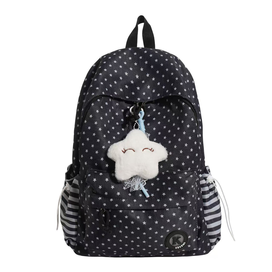 Star-Patterned Plush Backpack Stornfield