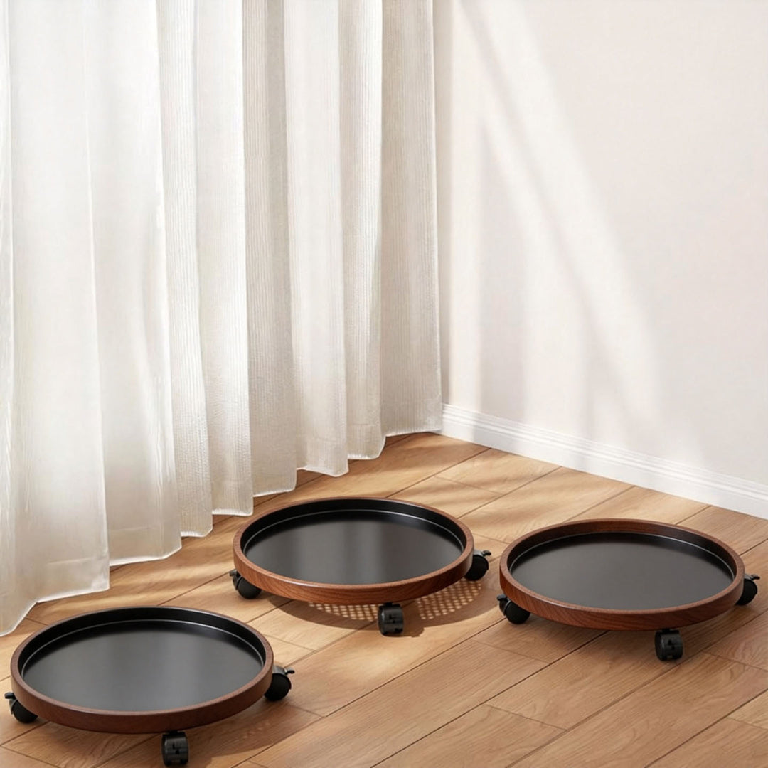 Rolling Wooden Water Jug Dolly with Swivel Casters and Low-Profile Platform
