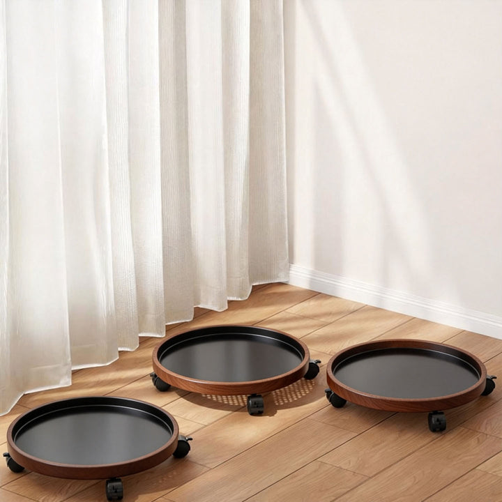 Rolling Wooden Water Jug Dolly with Swivel Casters and Low-Profile Platform