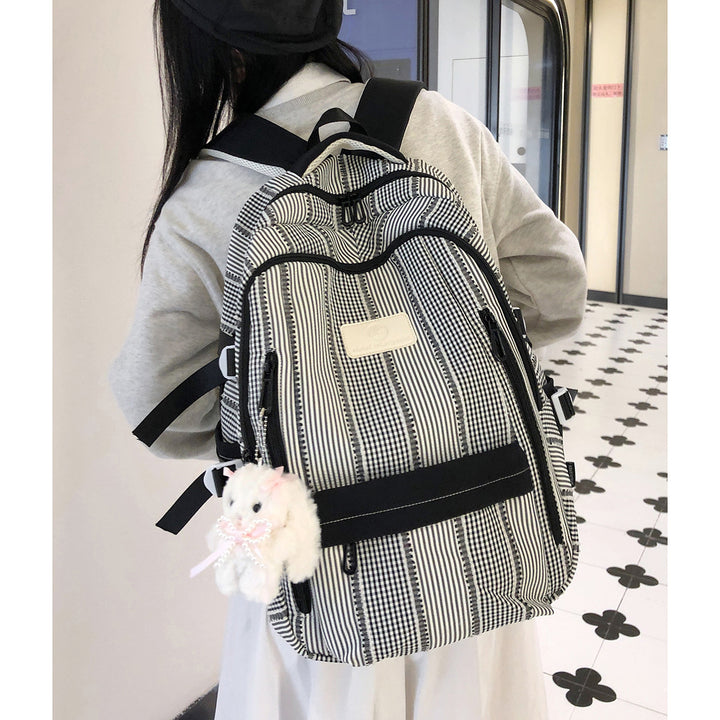 Striped Backpack with Keychain Charm Stornfield
