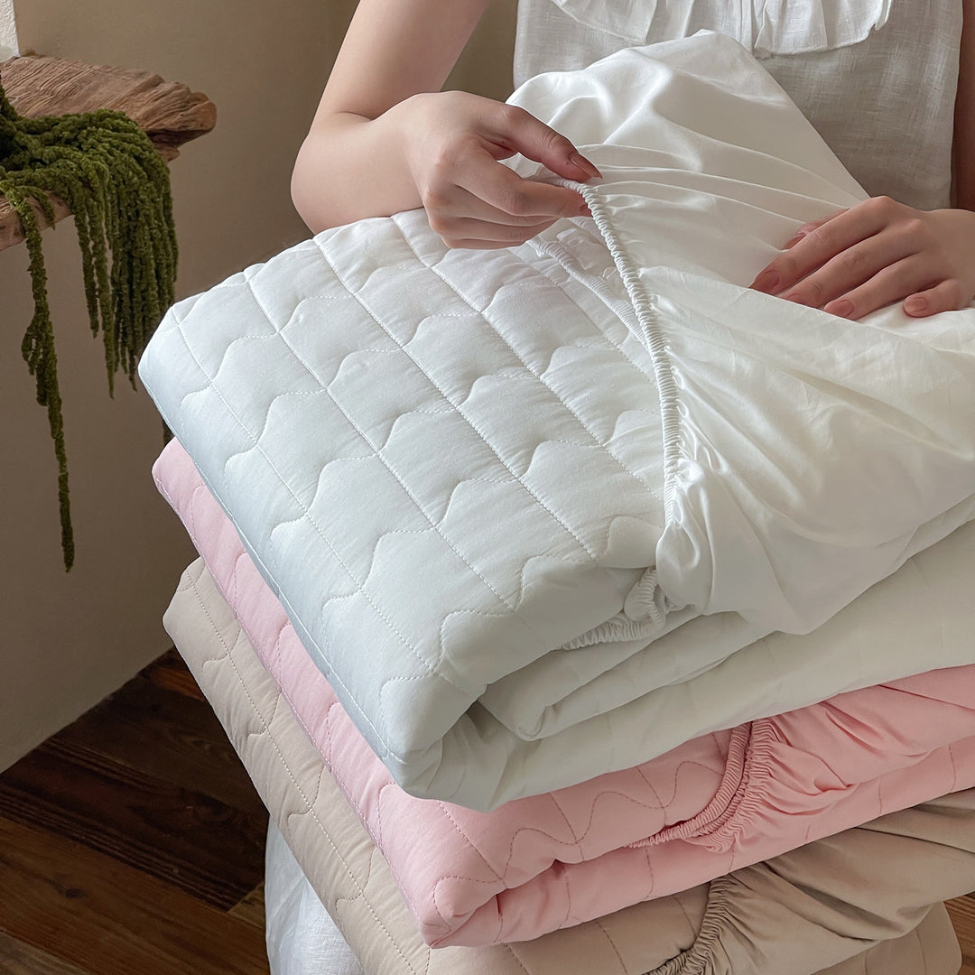 Quilted Fitted Mattress Protector and Pillow Cover Set