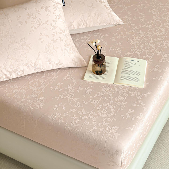 Deep-Pocket Stretch Velvet-Texture Fitted Sheet with All-Around Elastic Skirt