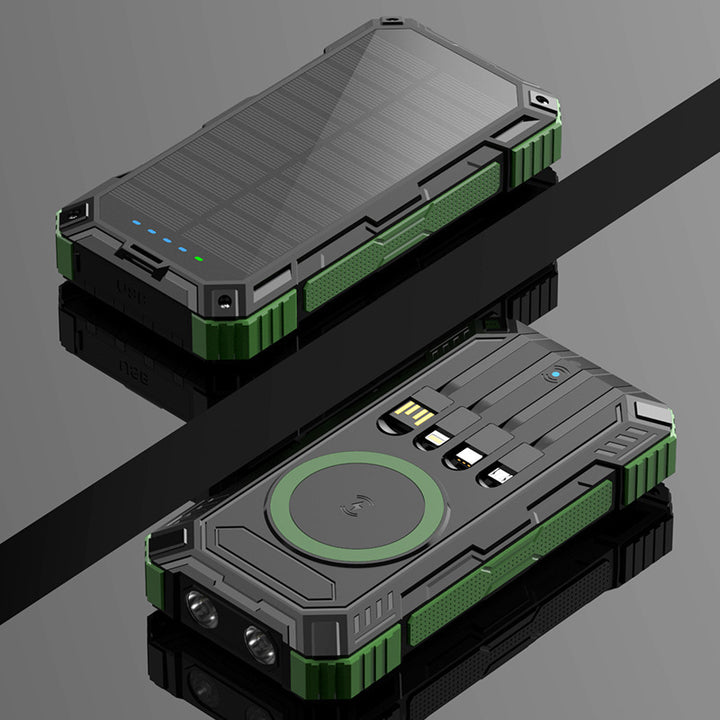 Robust Solar Power Bank with Wireless Charging Function and Safety Light Stornfield