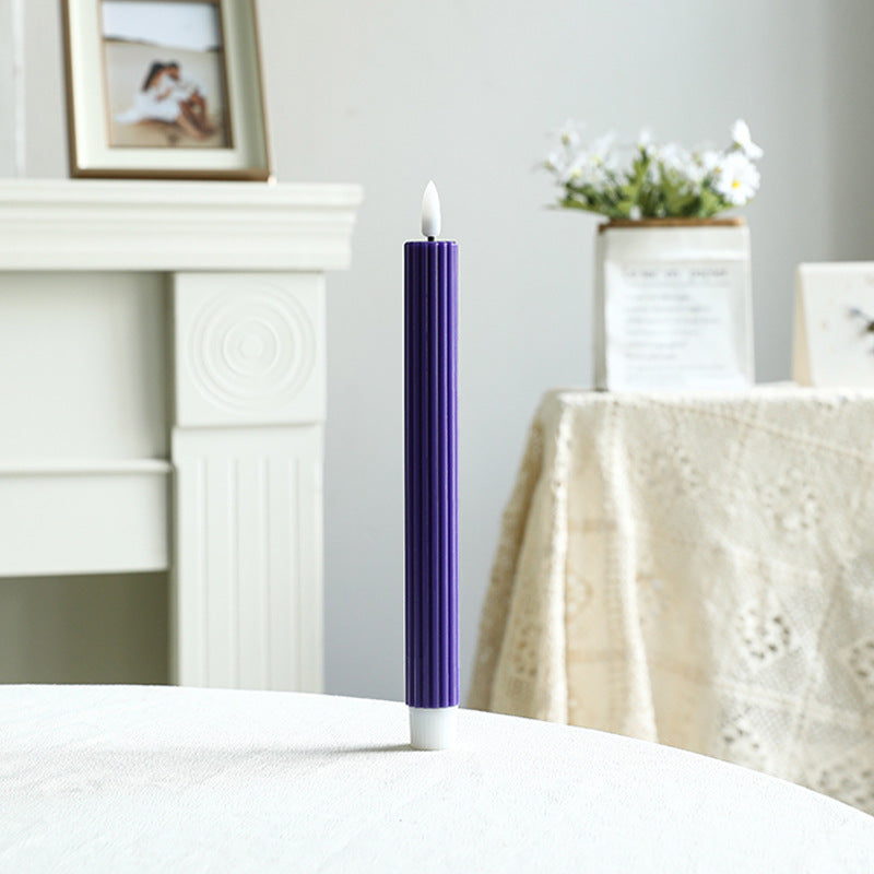 Tall Ribbed Taper Candle with Silicone Stabilizing Base