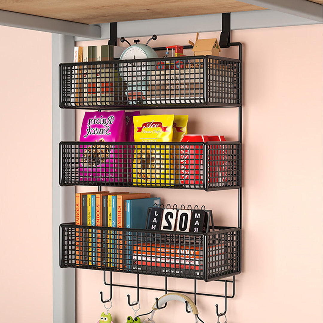 Under-Shelf Double-Tier Ventilated Mesh Hanging Storage Basket for Pantry and Bathroom