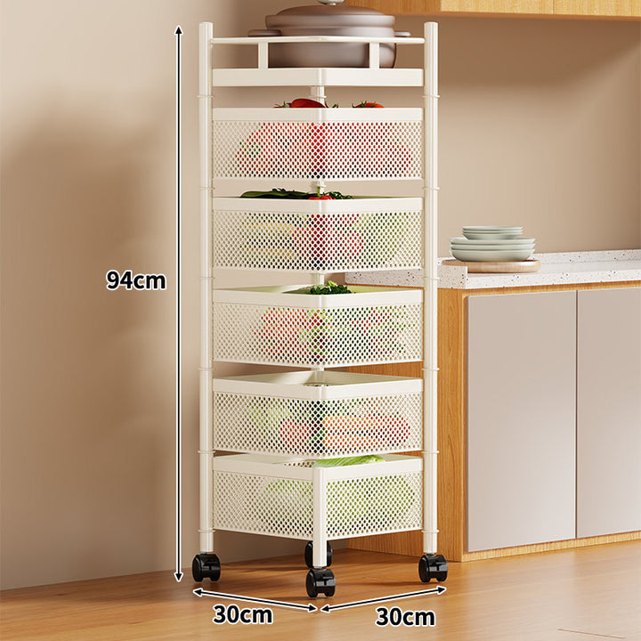 Slim Vertical Rolling Kitchen Mesh Organizer with Perforated Drawers