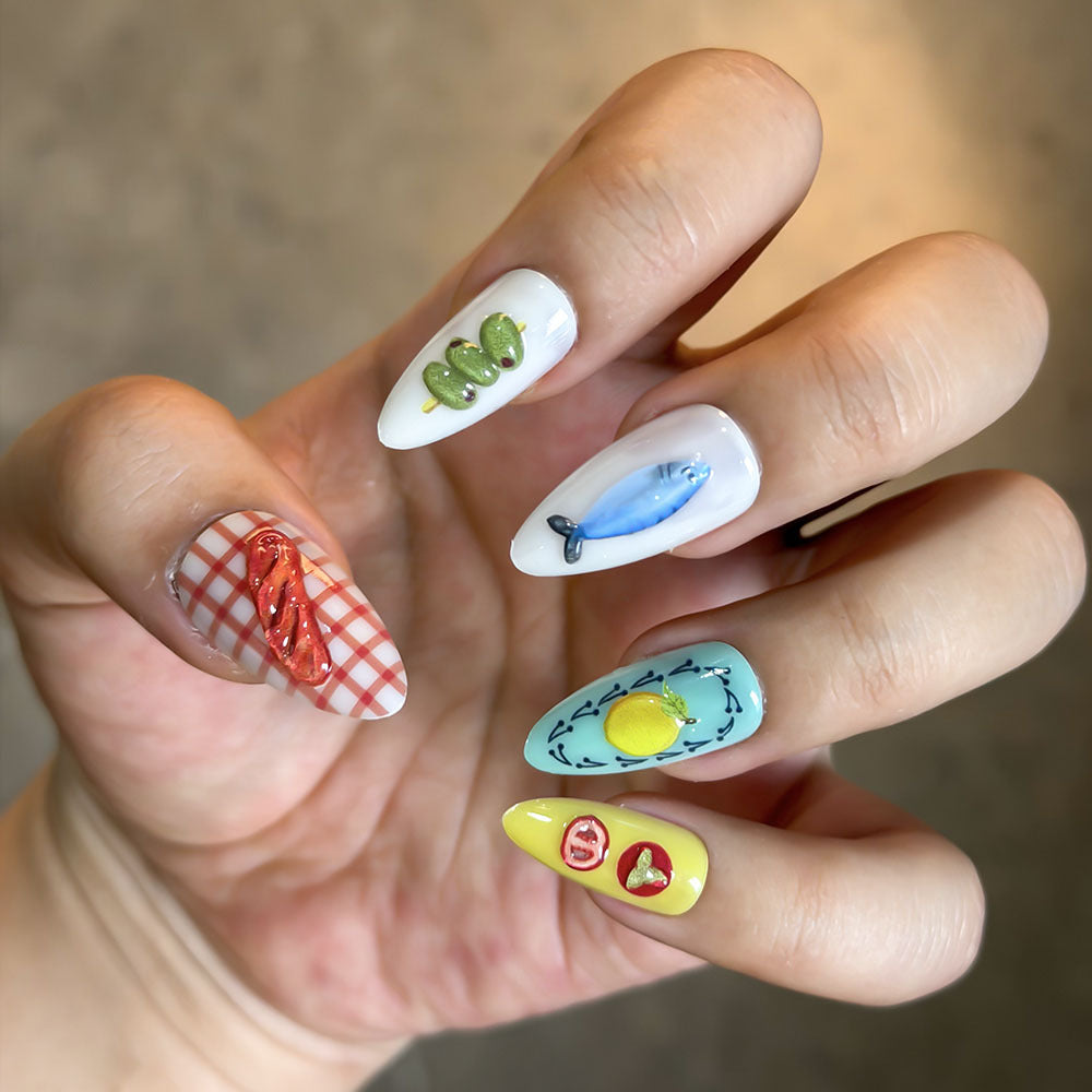 Artistic Ocean-Inspired Press-On Nails Stornfield
