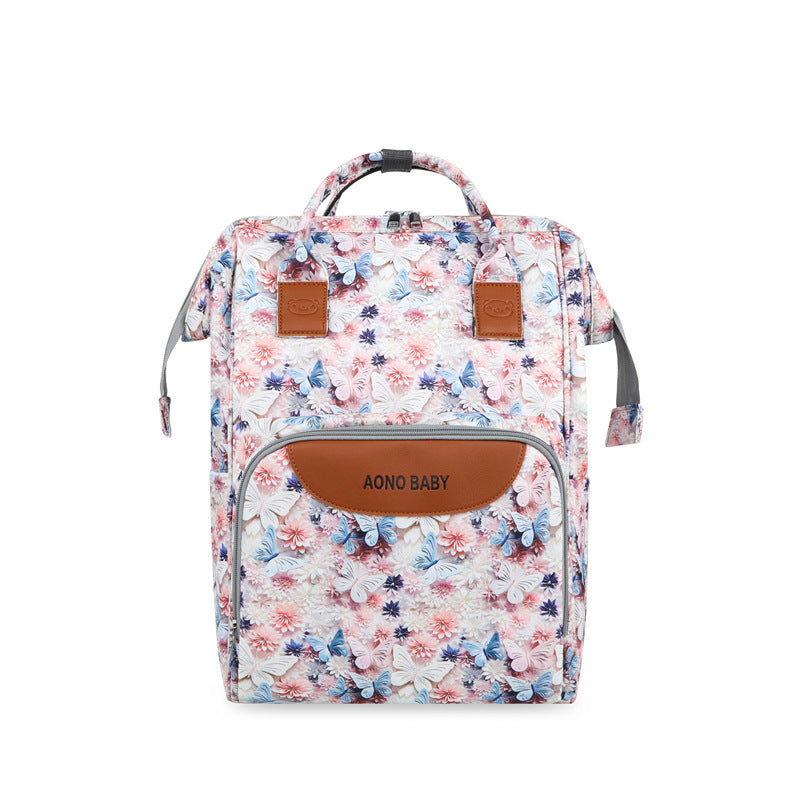 Creative Floral Print Multi-Pocket Diaper Backpack Stornfield