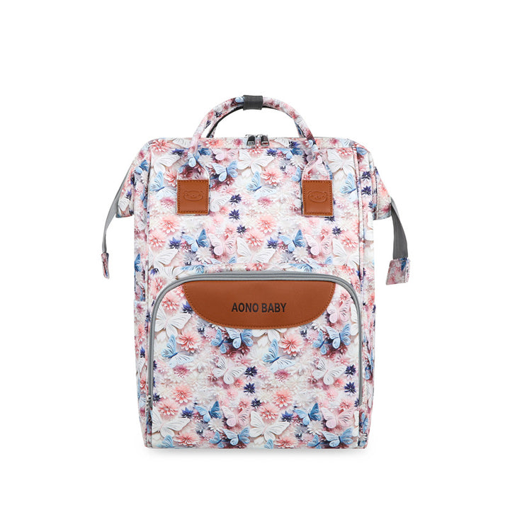 Creative Floral Print Multi-Pocket Diaper Backpack Stornfield