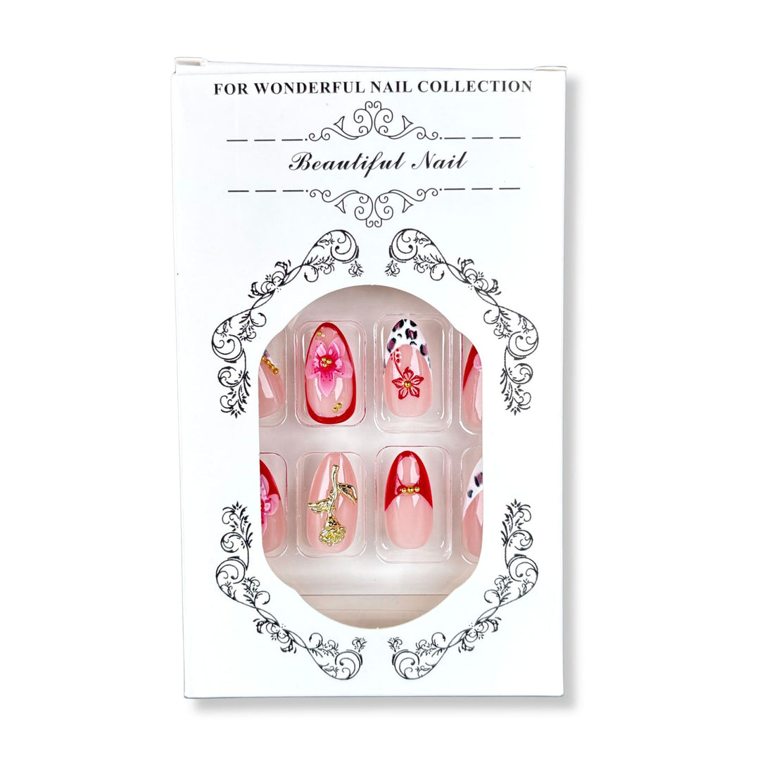 Elegant Floral Press-On Nail Art Set