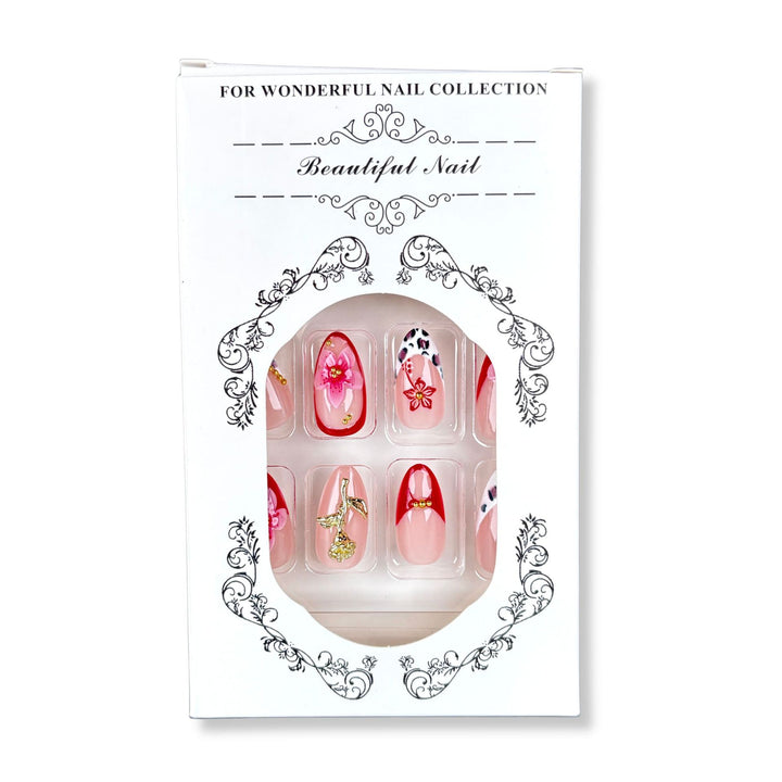 Elegant Floral Press-On Nail Art Set