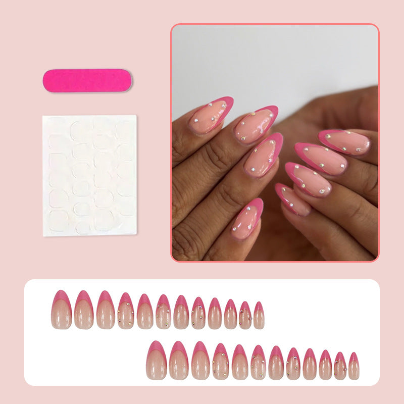 Acrylic Nail Set with Elegant Bows and Glamorous Accent Stornfield