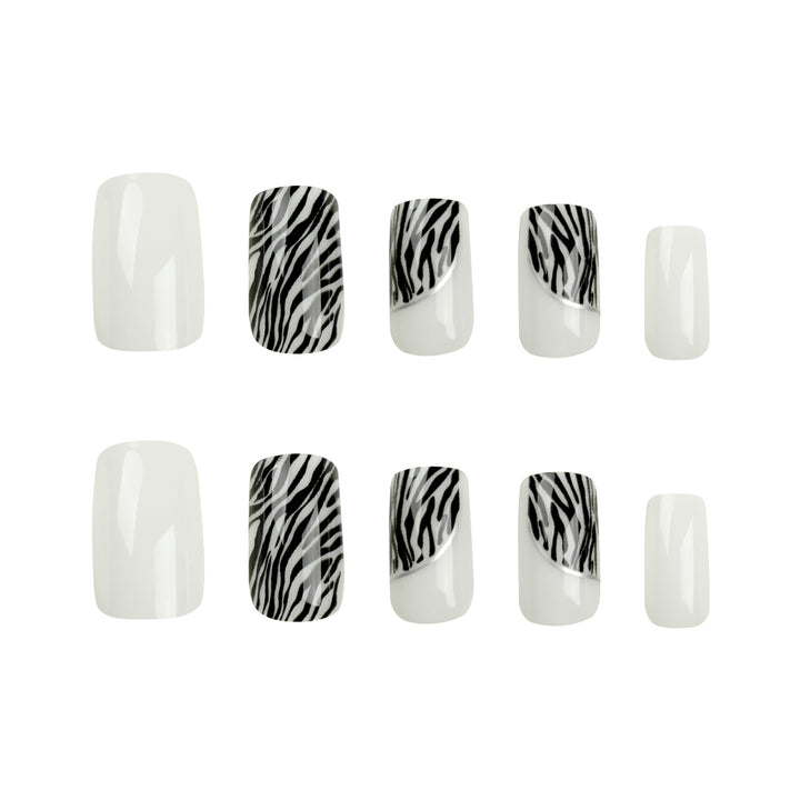 Artful nail extensions with stylish zebra pattern Stornfield