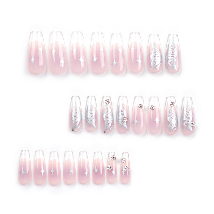 Elegant artificial nails with floral designs and glitter accents Stornfield