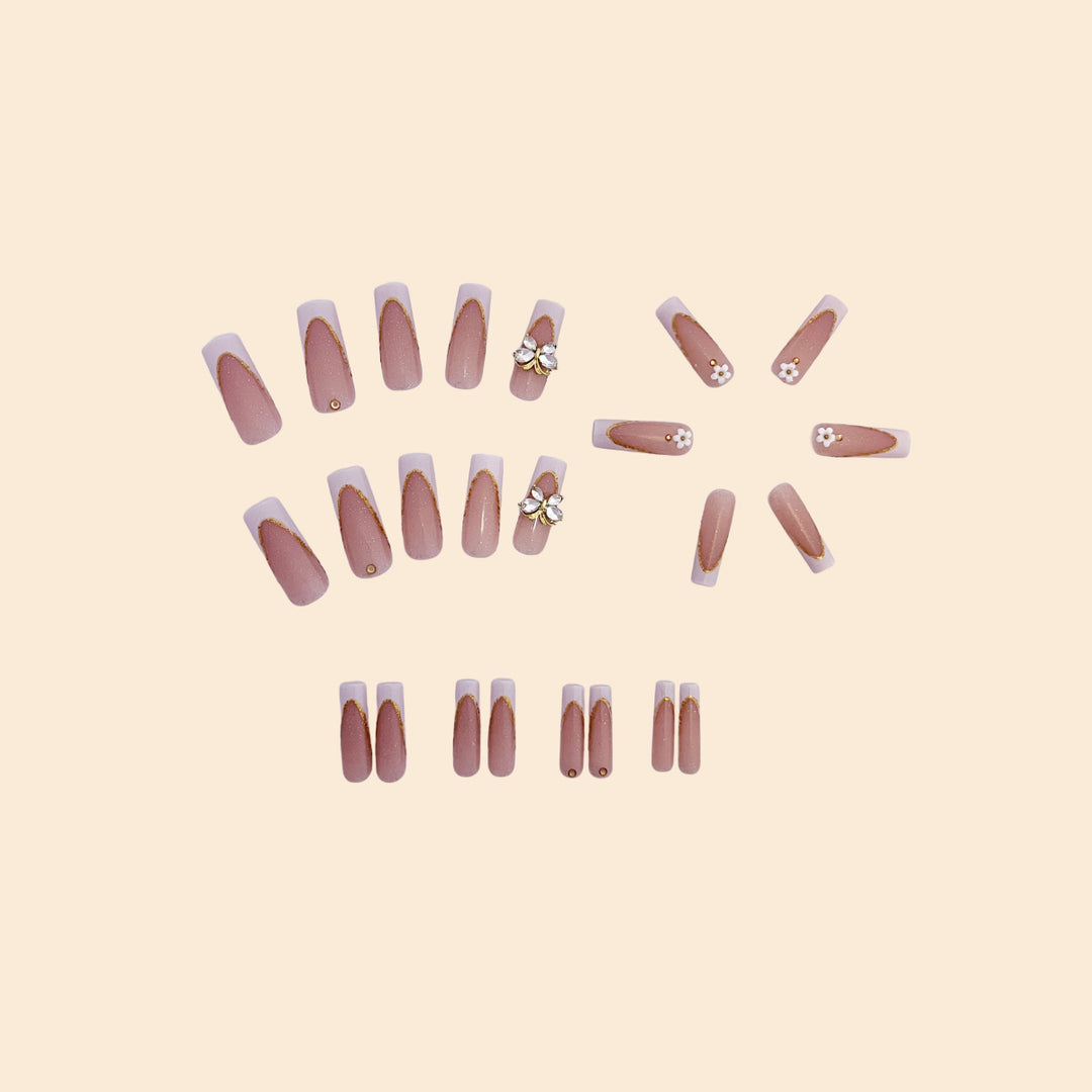 Elegant Gold Accented Stiletto Nail Extensions Stornfield