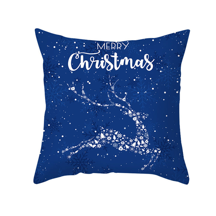 Festive Santa Silhouette Square Cushion Cover with Snowflake Border and Concealed Zipper