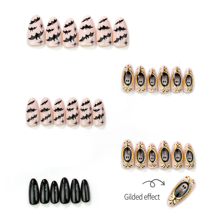 Gothic Halloween-Themed Press-On Nail Art Set
