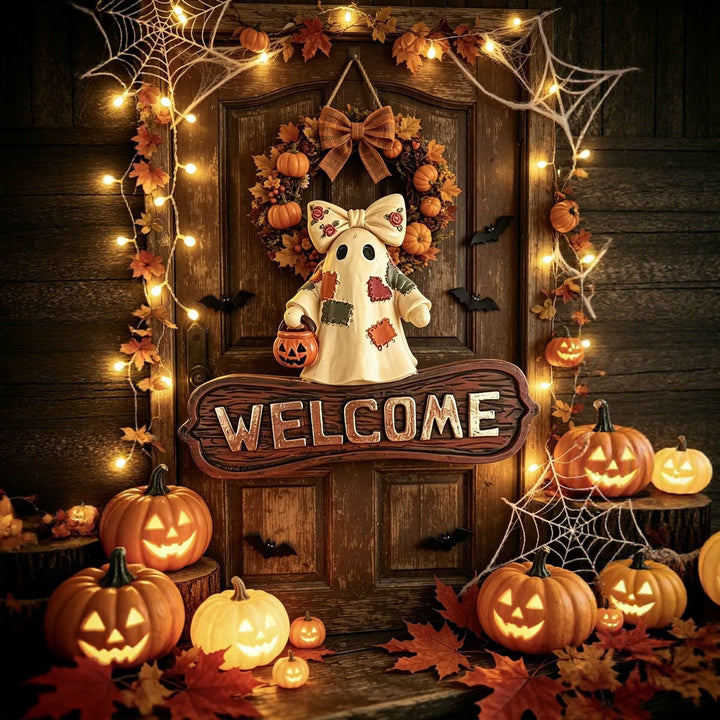Welcome sign with ghost motif Stornfield