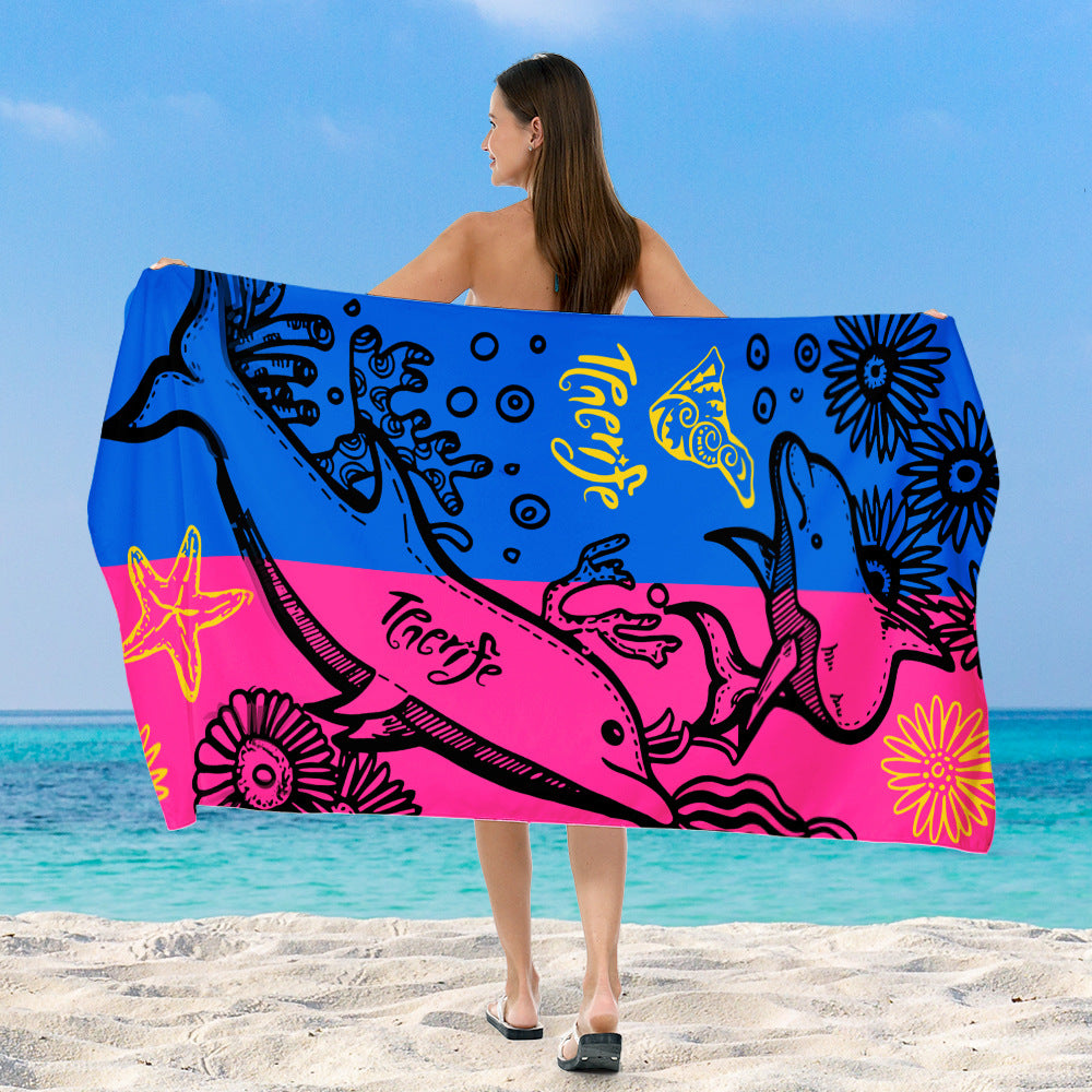 Beach towel with vibrant, colorful animal motif Stornfield