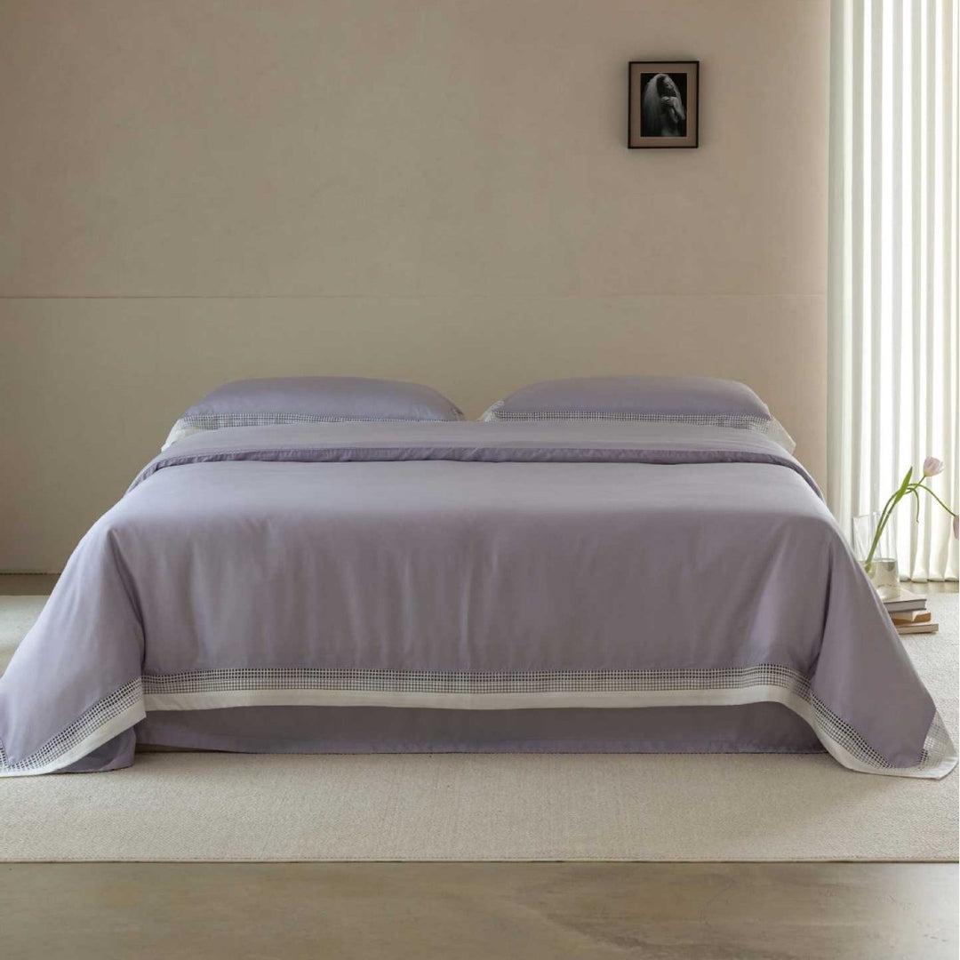 Luxury Cotton Sateen Duvet Cover Set with Hemstitch Border