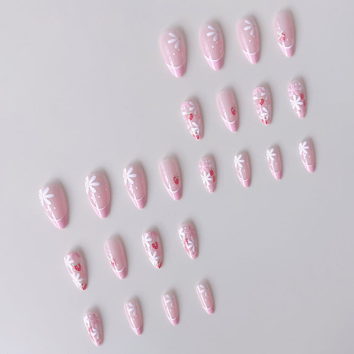 Artificial nail set with playful flower and strawberry motifs Stornfield