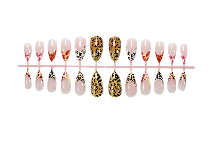 Acrylic nail set with elegant animal and geometric designs Stornfield