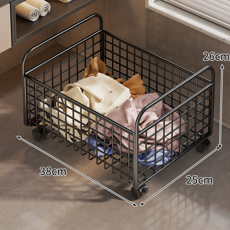 Metal Wire Grid Storage Basket with Raised Side Handles for Shelf and Countertop Organization