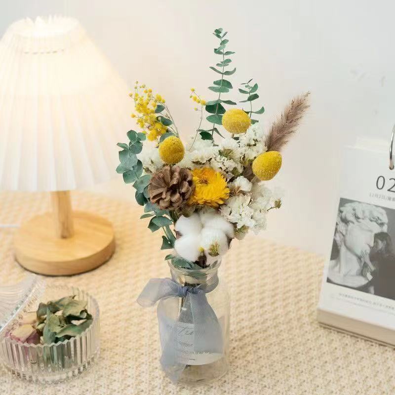 Dried Flower Bouquet Arrangement with Decorative Elements