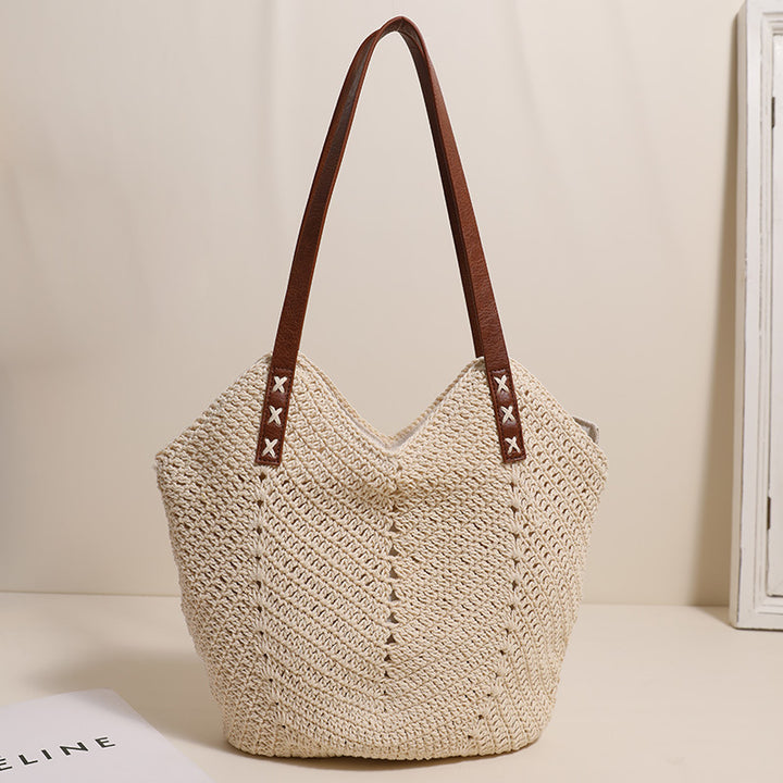 Handcrafted wicker bag with sturdy leather handles Stornfield
