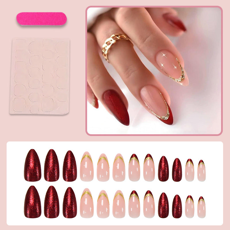 Artificial nail set with luxurious glitter embellishments and stiff tips Stornfield
